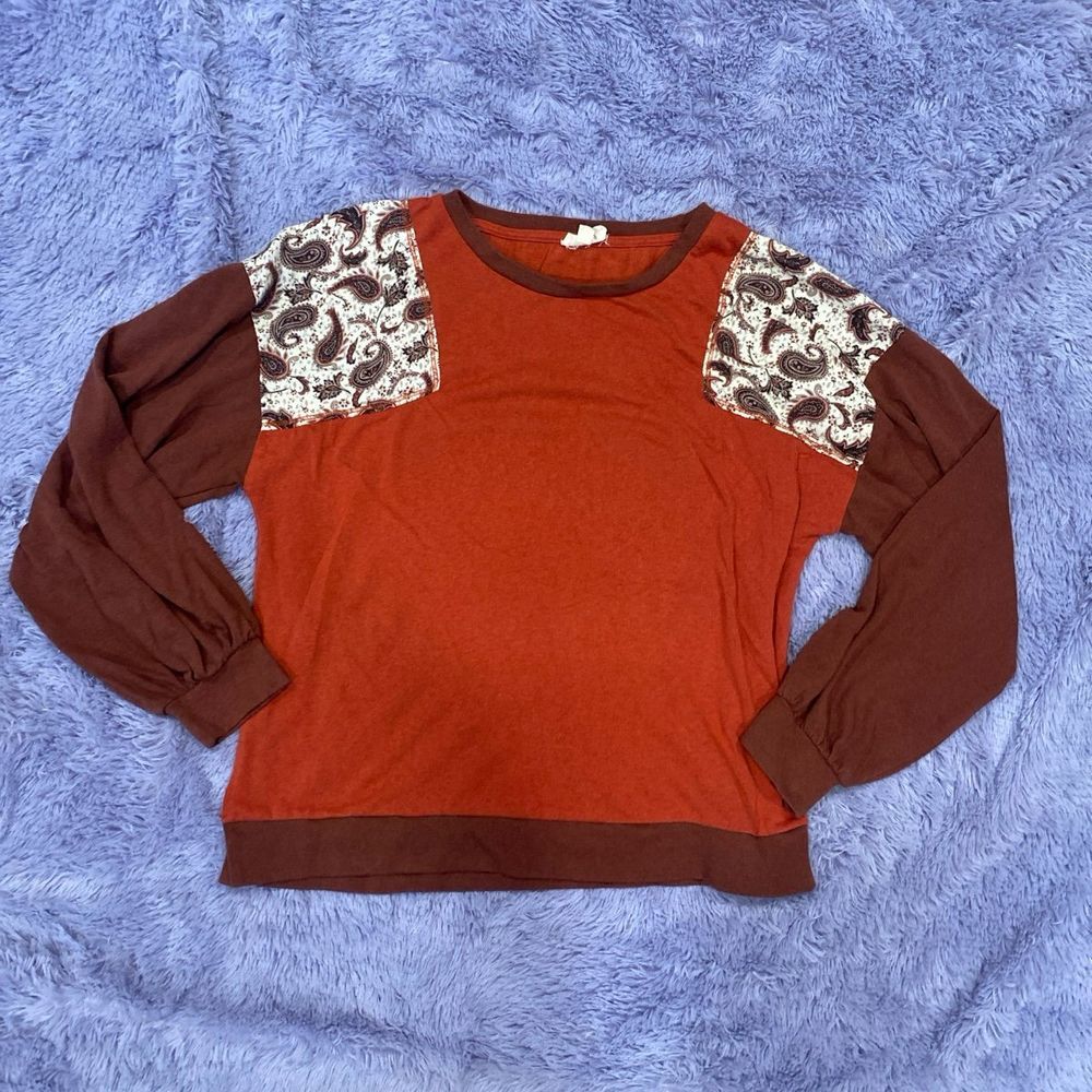 Hem & Thread Paisley long Sleeve Blouse Size Medium